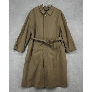 Chaps Ralph Lauren Trench Coat Mens 40S Brown Belted Removable Wool Liner Raglan